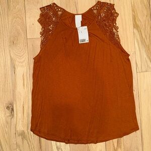 H&M Rust Lace Shoulder Tank Top